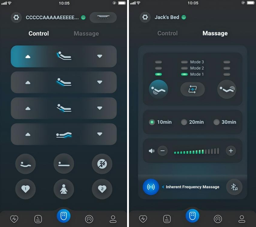 Smart Bett Control Panel für Winkeleinstellungen und Massage