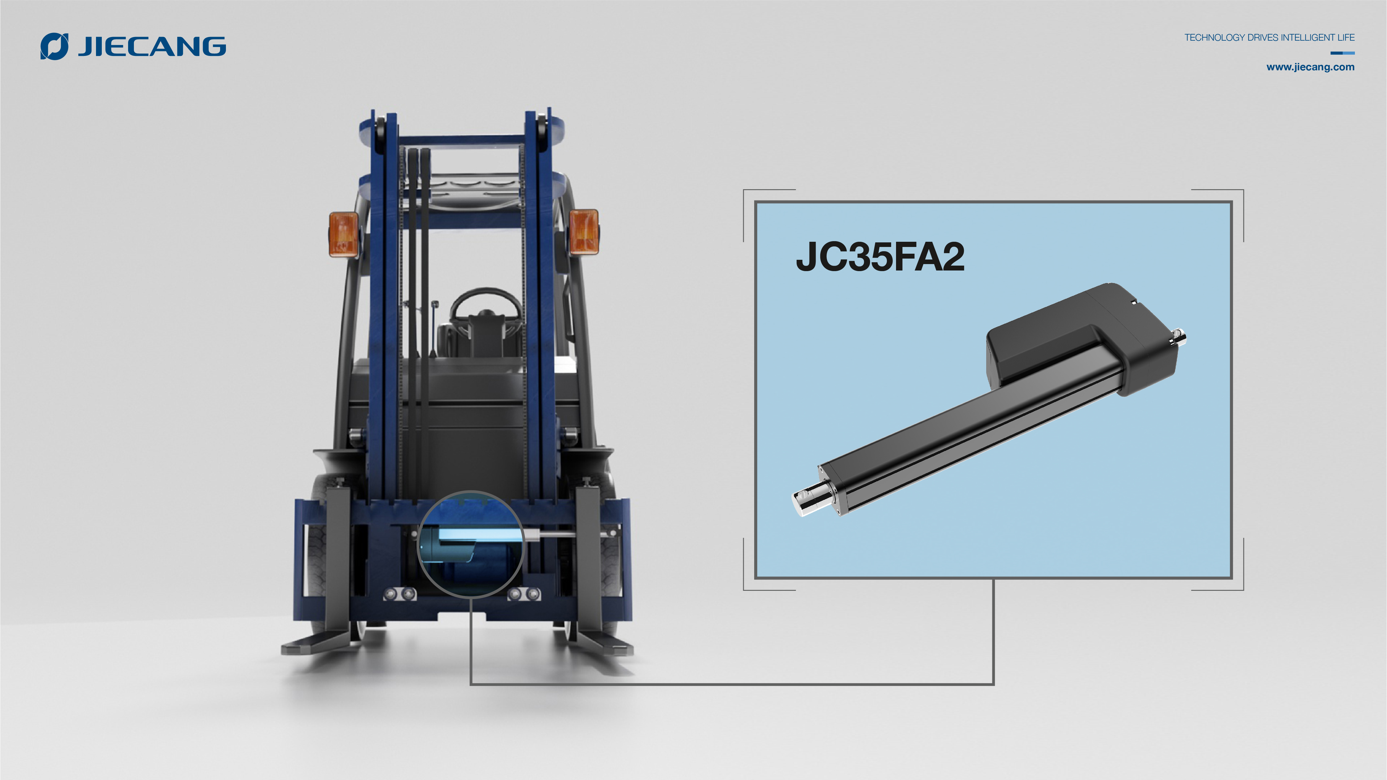 Nahaufnahme des elektrischen Aktuators JC35FA2 im elektrischen Seitenschieber